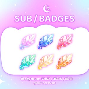 P2U - Cute Kawaii Feather Twitch Sub Bits Badges - Feathers