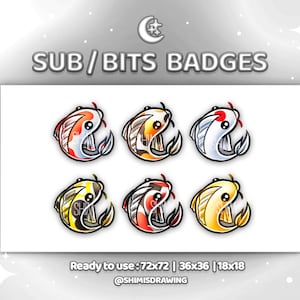PU2 - Cute Japan Fish Koi Carp Twitch Sub / Twitch Bits Badge , Japan Fish Koi Carp