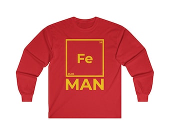 Iron Man camiseta de manga larga, funny iron man camisa de manga larga, divertida ciencia camiseta de manga larga - camiseta de manga larga