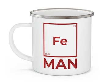 Iron Man Mug, Funny Iron Man Coffee Mug, Funny Science Camping Mug - Enamel Camping Mug
