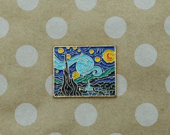 Vincent Van Gogh Starry Night Enamel Pin, Gift for Art Lover
