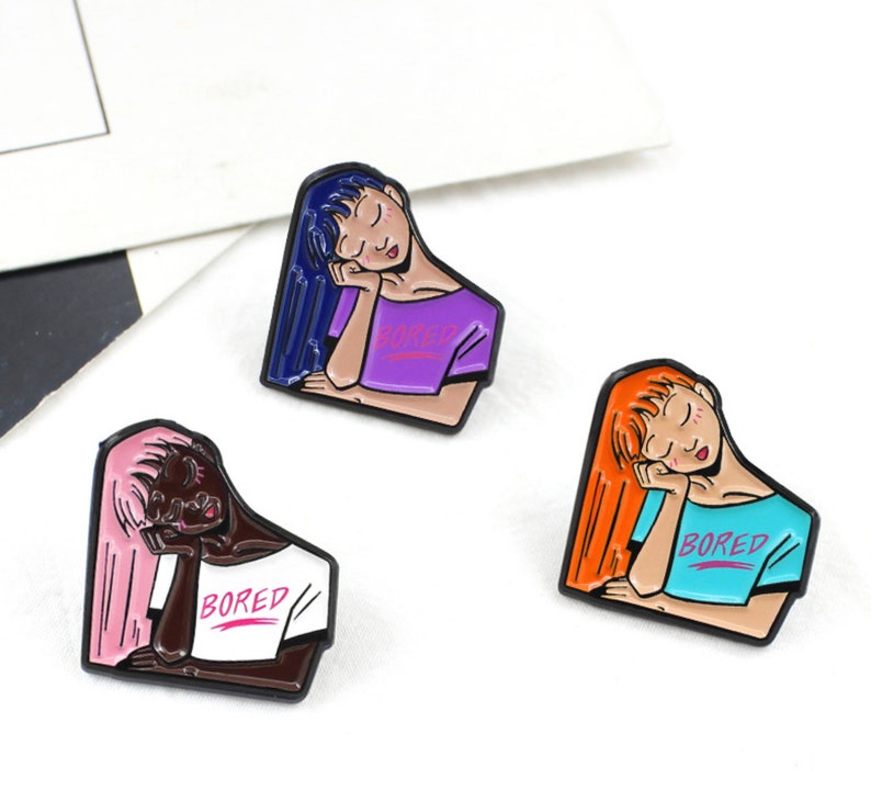 Bored Girl Enamel Pin
