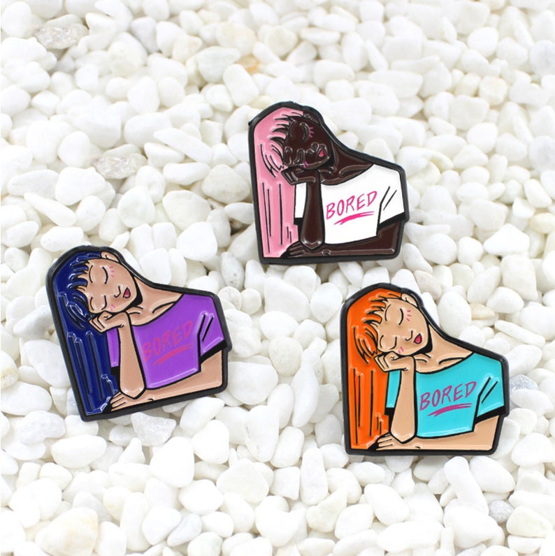 Bored Girl Enamel Pin