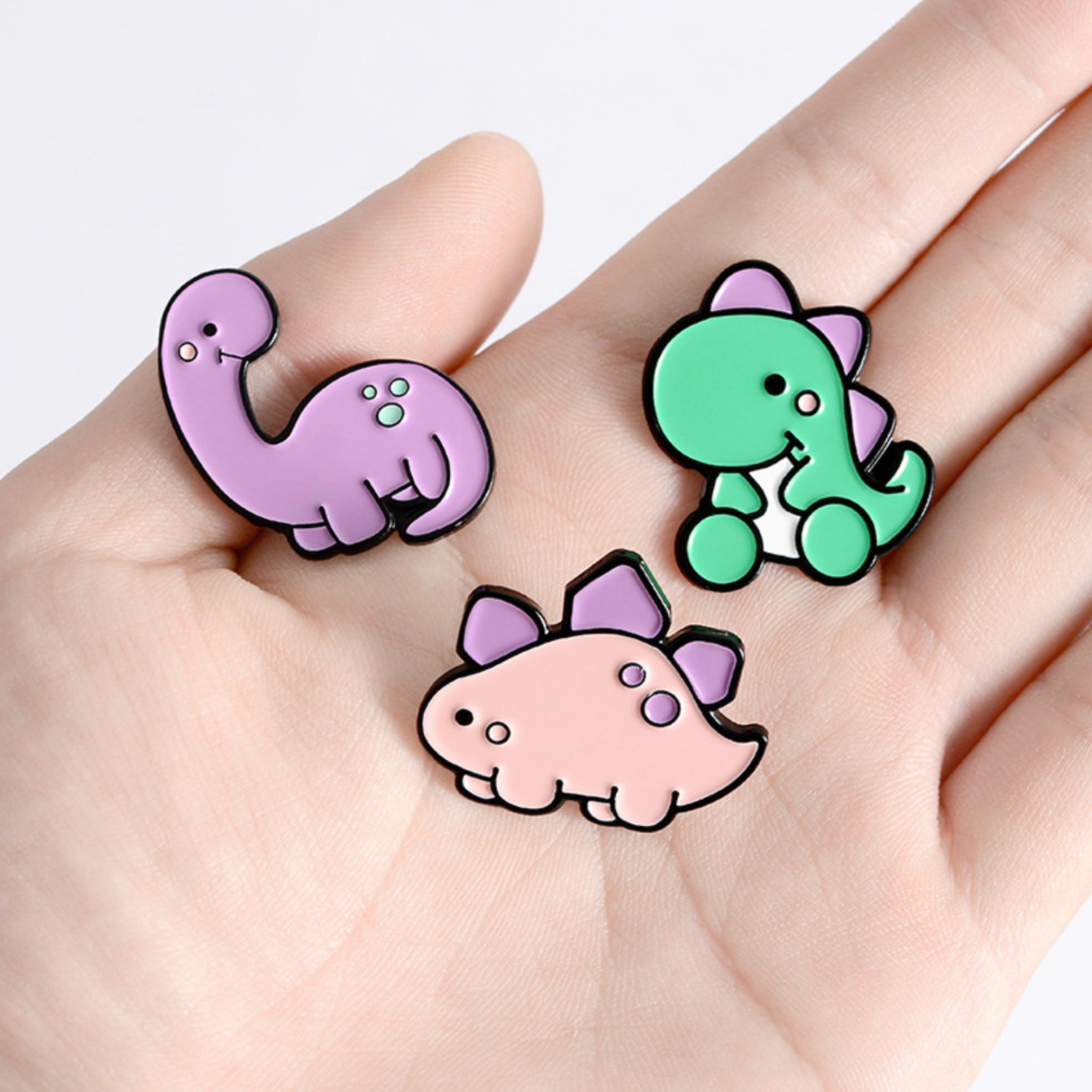 Dinosaur Enamel Pin Set 3 pins gift set gift for children | Etsy