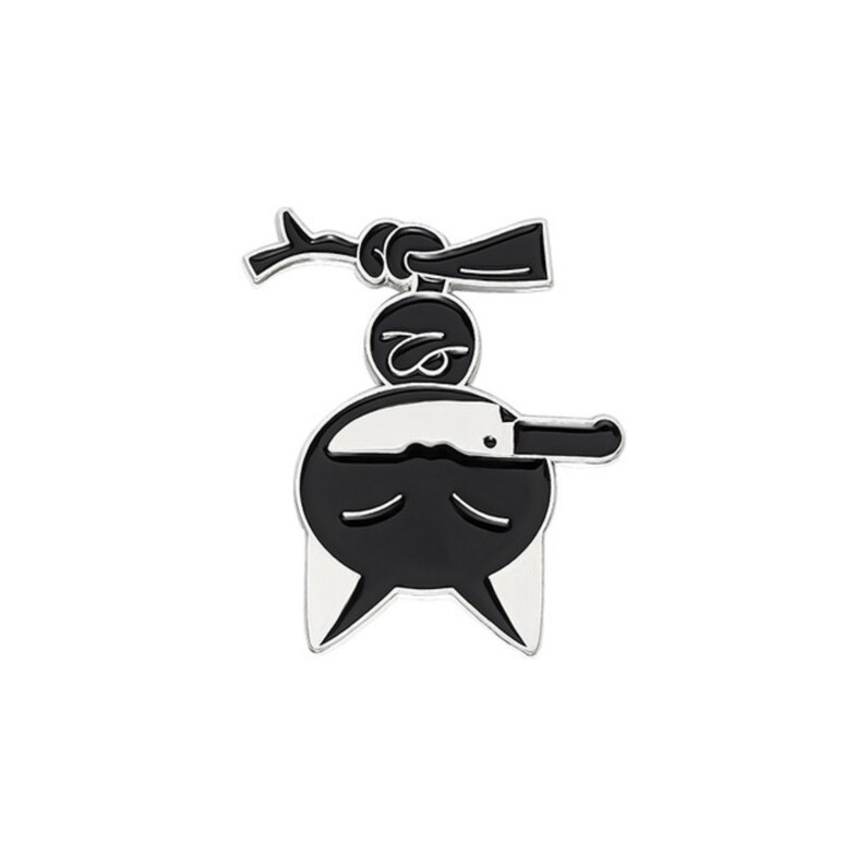 Black Cat With Knife Enamel Pins Kitten Brooch Pin Cat Lapel Etsy
