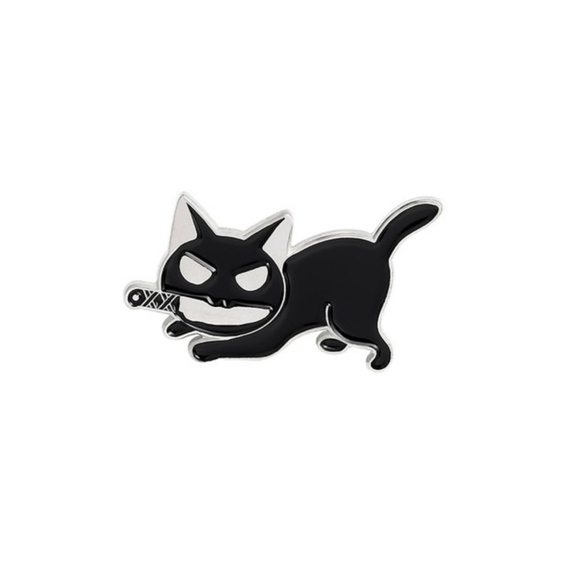 Black Cat With Knife Enamel Pins Kitten Brooch Pin Cat Lapel Etsy