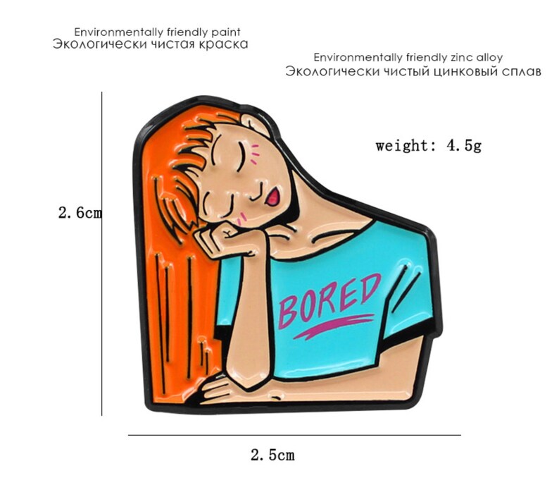 Bored Girl Enamel Pin