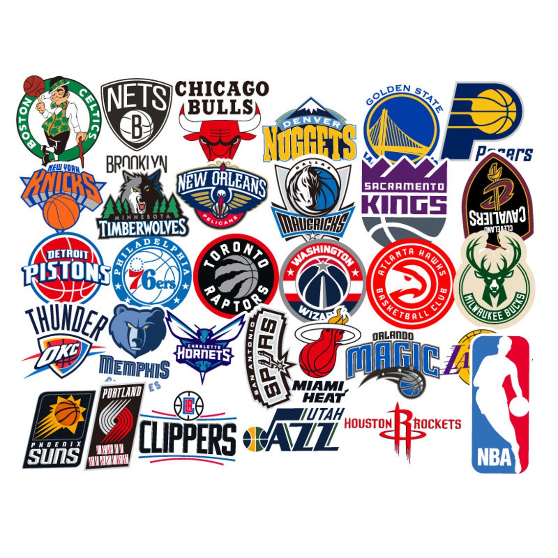 NBA Basketball Team Logo Stickers Lot 31 pc Vinyl Waterproof Etsy