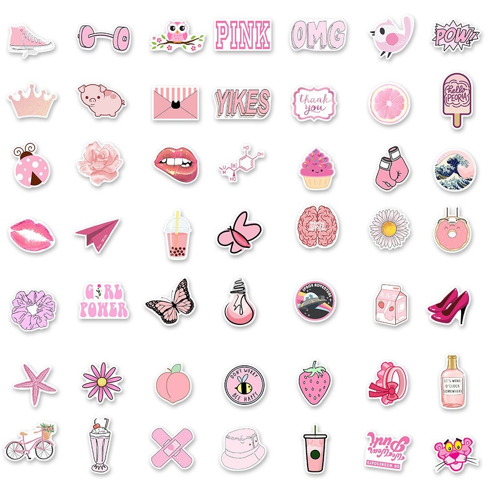 100 Pc Pink Sticker Pack VSCO Waterproof Stickers for Water - Etsy