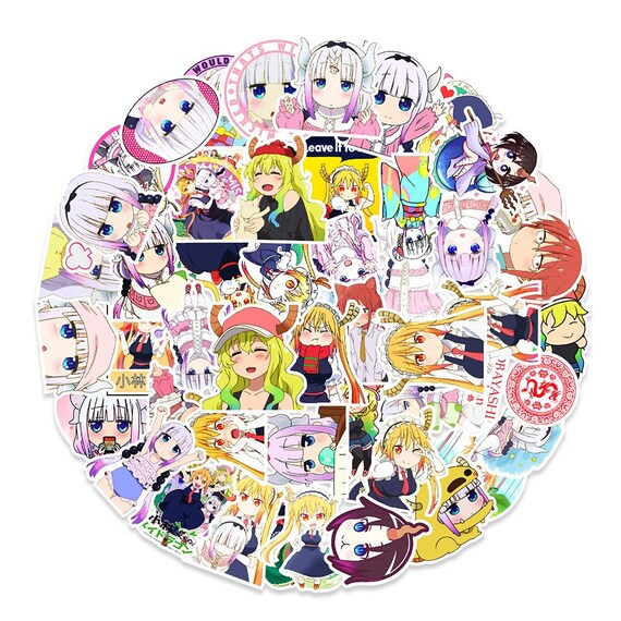 Miss Kobayashi&#39;s Dragon Maid Sticker (50 pc), Aesthetic stickers, Hydroflask sticker set for Water Bottles, Laptop, Phone,Luggage,Skateboard