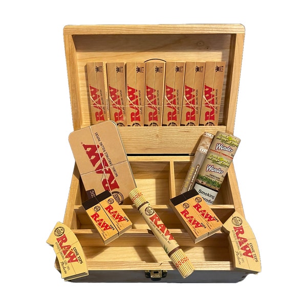 Large Wooden Rolling Box Set Rolling Papers Handmade Gift Set - Smoker Kit / Smoker Box / 420 Rolling Set Rollers Kit Smokers Gift Box