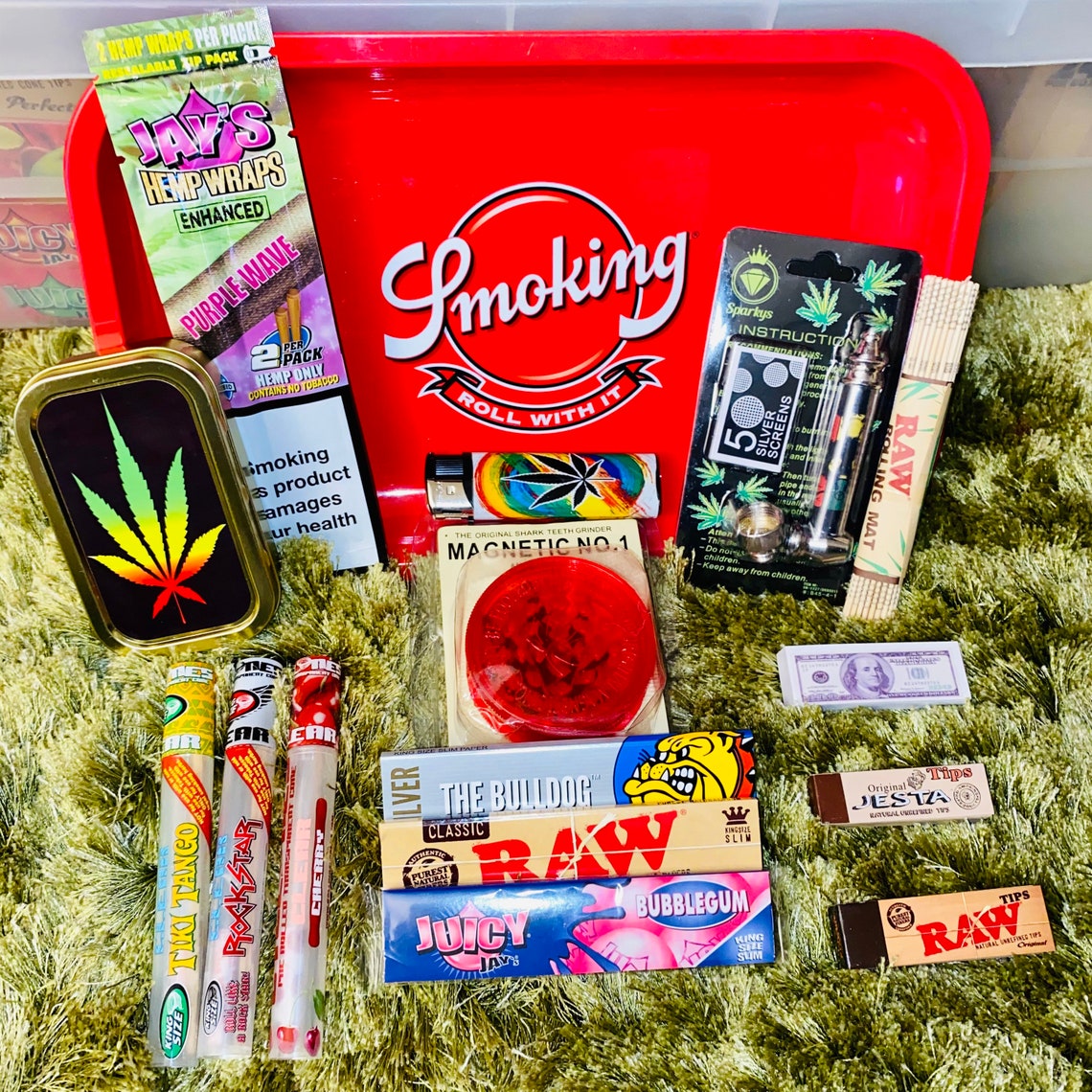 Medium Rolling Tray Gift Set / stoner gift set / 420 / stoners Etsy