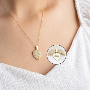 Personalized Openable Heart Necklace, Angel Mothers Day Gift, Hidden Heart Necklace, Custom Necklace, Necklace for her, Necklace for mom