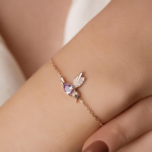 Personalized Hummingbird Birthstone Bracelet, Chakra Gemstone Bird Bracelet, Hummingbird Jewelry, Birthday Gift for Her, Bridesmaid Gift