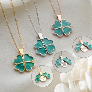 Personalized Openable Four Leaf Clover Necklace, Four Leaf Luck Necklace with Secret Message, Luck Necklace, Custom Clover Necklace