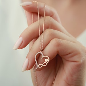 Heart Infinity Necklace, Minimal Heart Necklace, Valentines Necklace