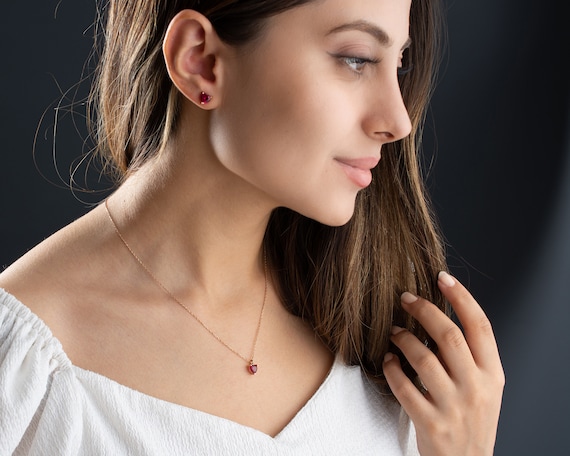Birthstone earring and necklace on sale set