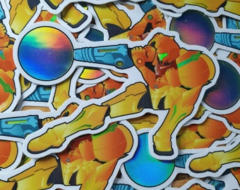 Samus Metroid | Autocollants |   | Holographique | LIVRAISON GRATUITE AU ROYAUME-UNI !