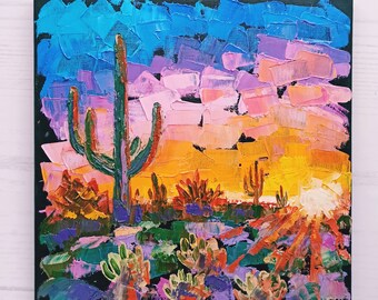Vintage Original Arizona Landscape Textured Painting