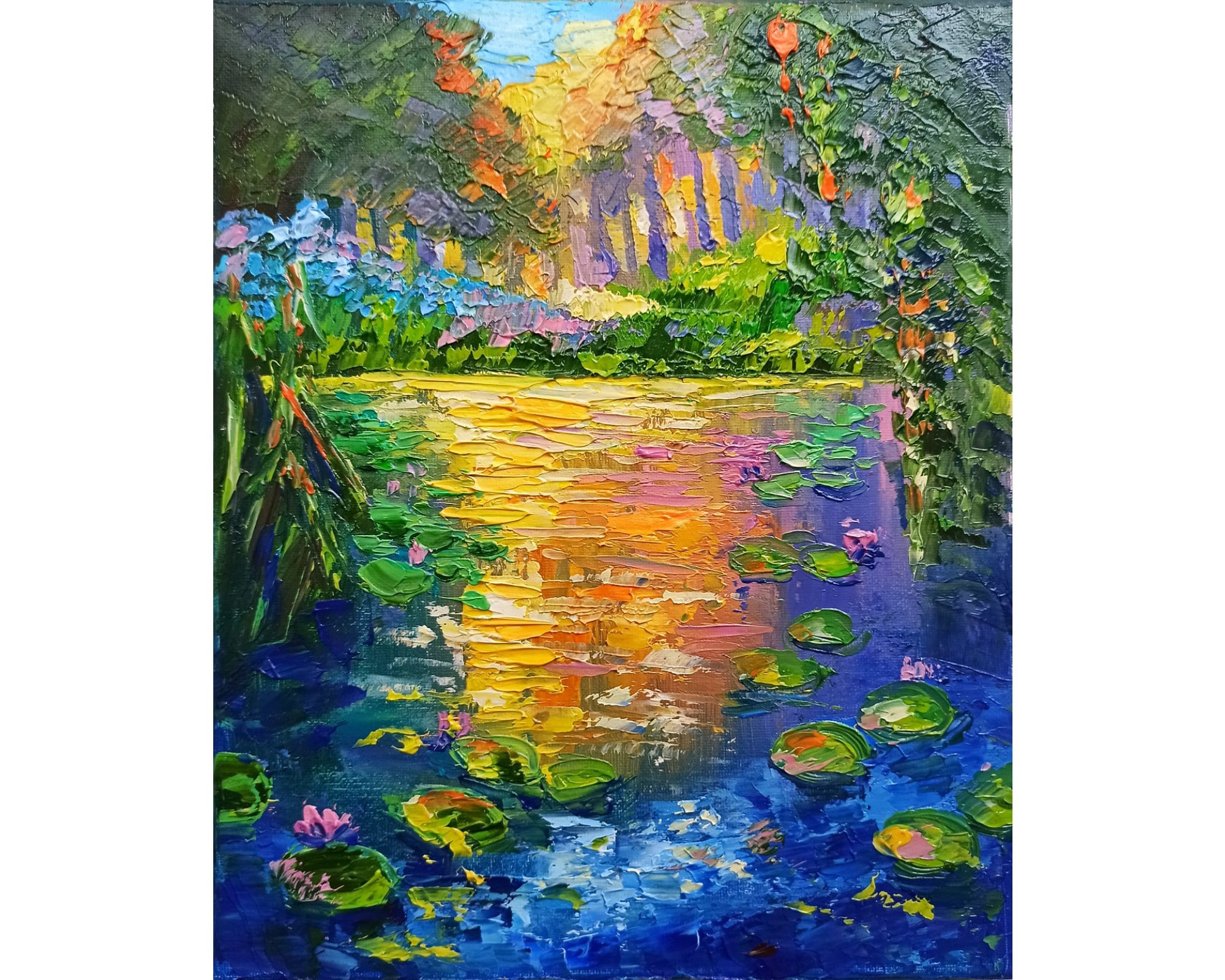 Teich Gemälde Seerosen Original Art Forest Kunstwerk Texas Etsy