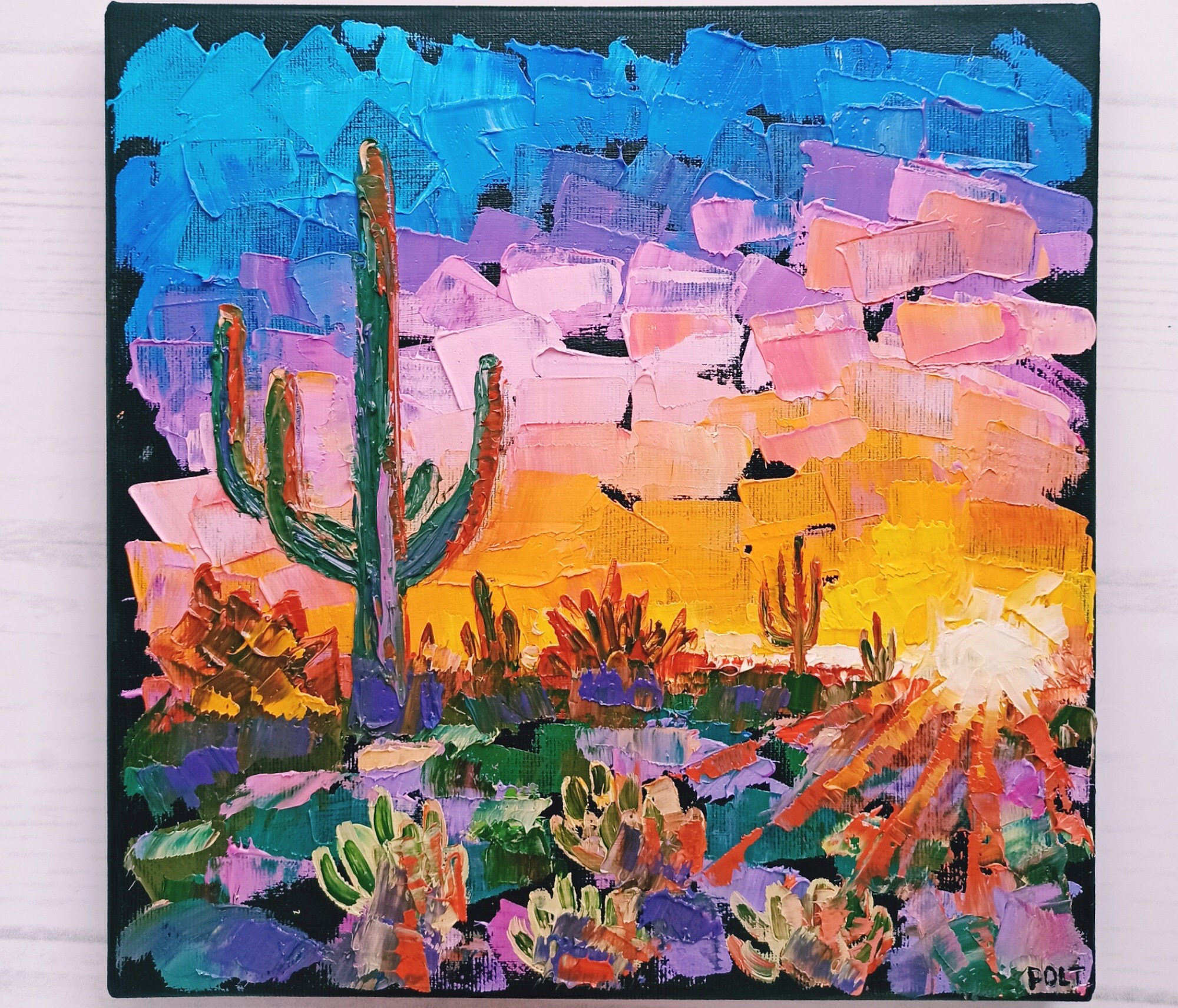 Sonoran Desert Painting Original Art Arizona Saguaro Cactus Etsy