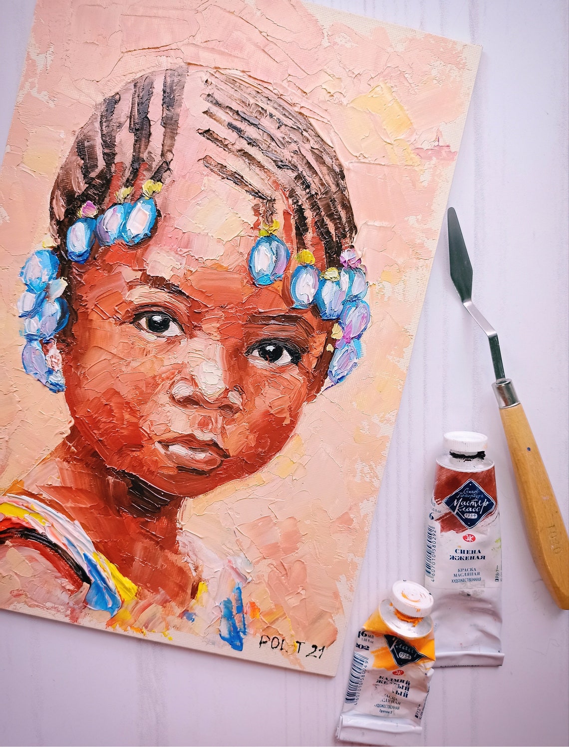 African American Girl Painting Original Art Black Girl Wall Etsy