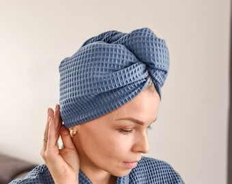 Waffle turban, Spa turban, cotton hair turban, Hair towel, Waffle bath turban, Hair Towel Wrap, Gift for her, cotton 100%