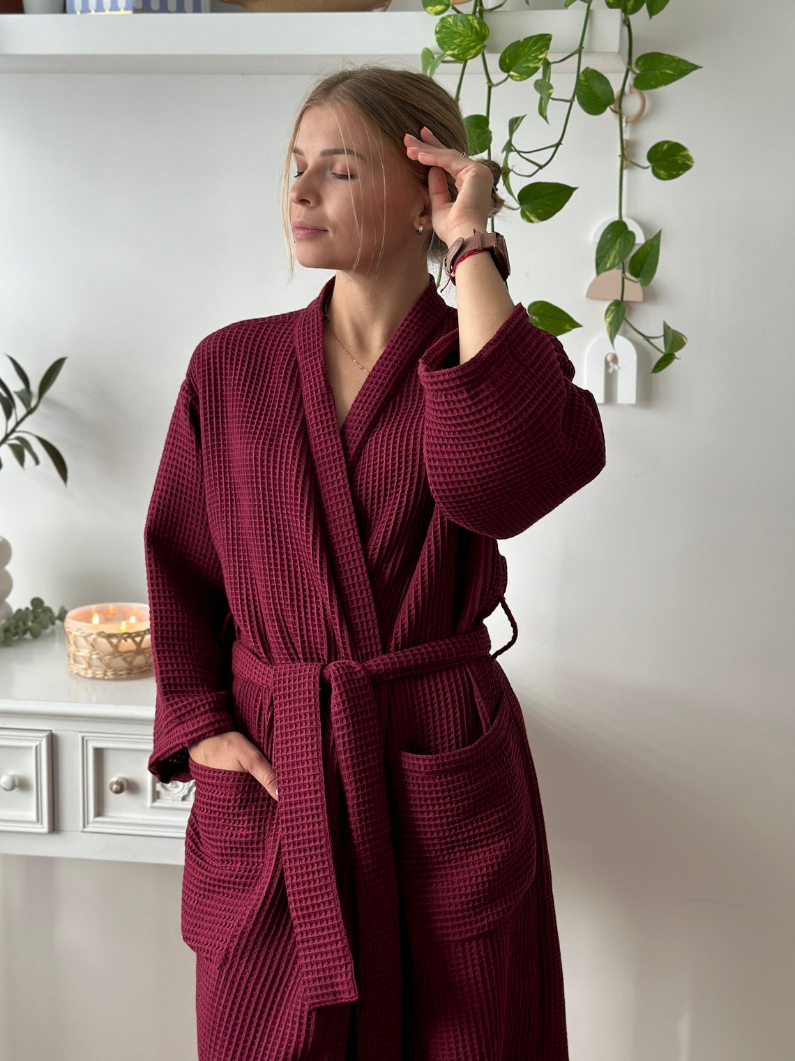 Waffle Robe for Women Waffle Bathrobe Gift Elegant Women Robe for Her ...