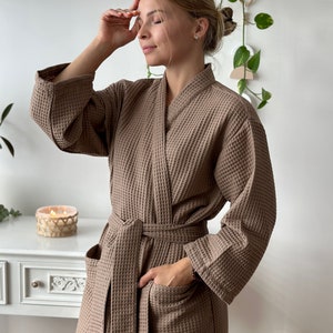 Wrap Robe in Taupe main image 1