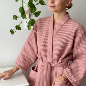 Bathrobe in Dusty Pink Color/ Comfy, Elegant and Cozy Robe for Bestie ...