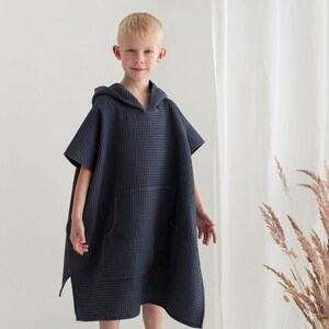 Kinder Kapuzen Strand Poncho: Waffel Baumwolle Cover-Up