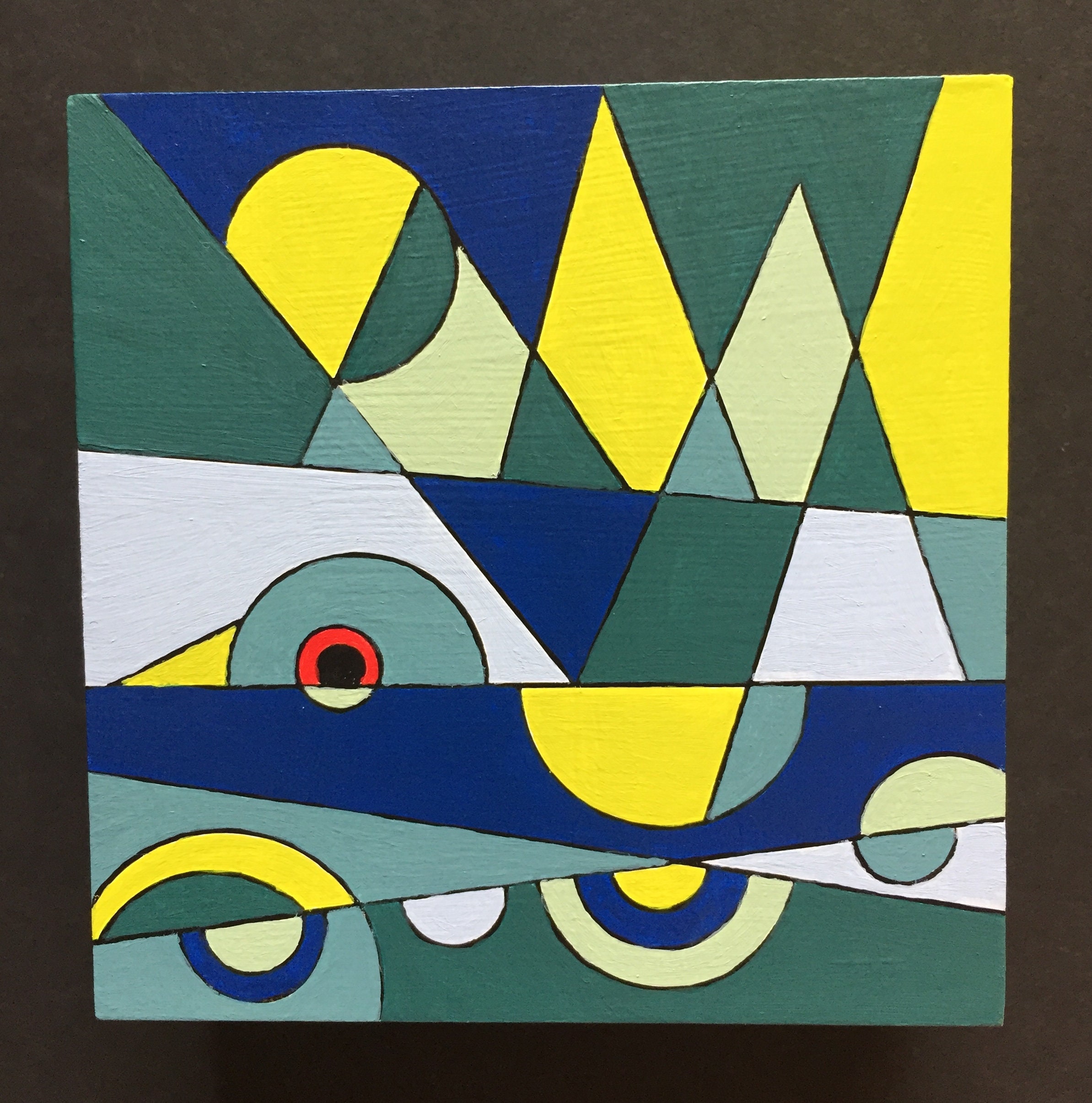 Original Geometric Acrylic Painting: Small Abstract Art, 