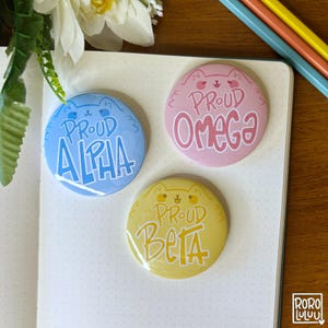 Conjunto de Pins ABO // Pin fofo, Pin de animal, Broche Omegaverse, Presente, Mensagem carinhosa, Caderno de viagem