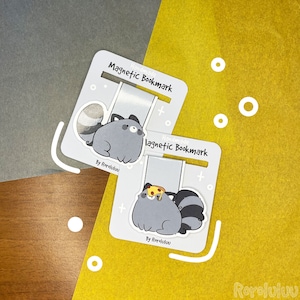 Pizza Raccoon Magnetic Bookmarks //  Cute Raccoon Bookmark,Holographic Bookmark, Gifts, Happy Mail, Traveler Notebook