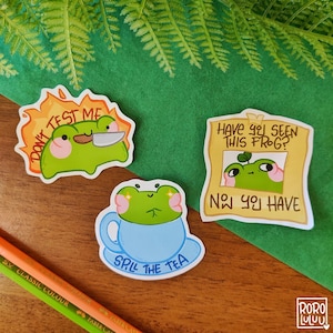 Set di adesivi Nosy Froggies, adesivi di animali carini, adesivi meme, adesivi kawaii, regalo carino per posta felice, quaderno, laptop