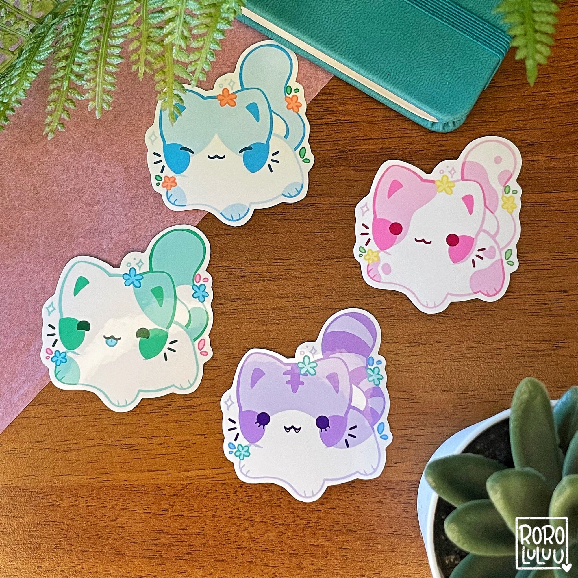 Pastel Kittens Sticker Set, Cute Cat Sticker, Meme Sticker, Kawaii ...