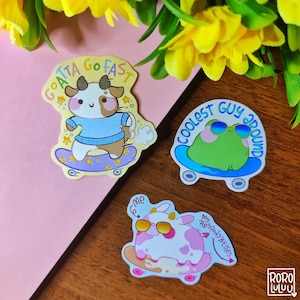 Adesivo animali Sk8er, adesivo carino capra rana mucca, adesivo meme, adesivo kawaii, regalo carino per posta felice, quaderno, laptop