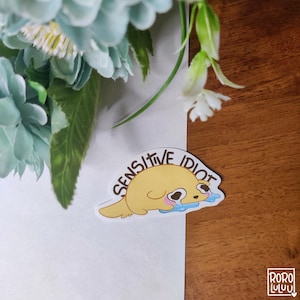 Sticker chien idiot sensible, sticker animaux mignons, sticker meme, sticker kawaii, cadeau mignon pour Happy Mail, carnet de notes, ordinateur portable