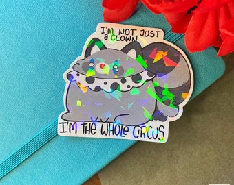 Pizza the Raccoon Clown Sticker, Cute Raccoon Sticker, Meme Sticker, Kawaii Sticker, Cute Gift, Happy Mail Notebook, Laptop