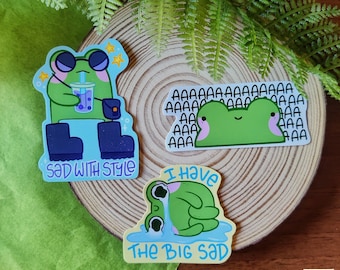 Big Sad Frog Stickers, Cute Frog Sticker, Meme Sticker, Kawaii Sticker, Cute Gift for Happy Mail, Notebook, Laptop