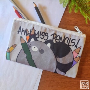 Pizza the Raccoon Pencil Case, Cute Pencil Case, Animal Pencil Case, Back To School