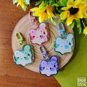 Pastel Kittens Keychains // Cute Acrylic Keychain, Cow Keychain, Gift Ideas, Cute Animals