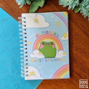 No Thoughts Frog Stickerbook //  Cute Frog Sticker Book , Book for Collecting Stickers, Reusable Stickerbook for Gifts