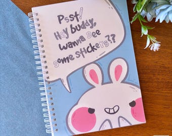 Hey Buddy A5 Stickerbook, Cute Raccoon Stickerbook, Reusable Sticker Book