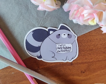 Problematic Pizza the Raccoon, Cute Raccoon Sticker, Meme Sticker, Kawaii Sticker, Cute Gift for Happy Mail, Notebook, Laptop