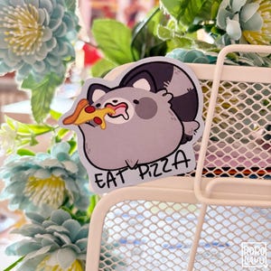 Eat Pizza Raccoon Magnet, Cute Raccoon Magnet, Gifts, Happy Mail, Fridge Magnet
