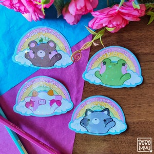 Regenbogen Tiere Sticker Set, süsse Tiere Sticker, Meme Sticker, Kawaii Sticker, niedliches Geschenk für Happy Mail, Notizbuch, Laptop