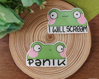 Adesivo de Sapo em Pânico, Adesivo de Sapo Fofo, Adesivo de Meme, Adesivo Kawaii, Presente Fofo para Correio Feliz, Caderno, Laptop