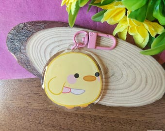 Portachiavi Birb pericoloso // Simpatico portachiavi in acrilico, portachiavi mucca, idee regalo, simpatici animali