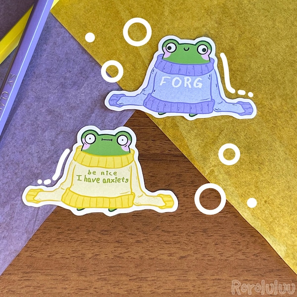 Frogs in Sweather Stickers, Cute Frogs Sticker, Meme Sticker, Kawaii Sticker, Cute Gift for Happy Mail, Notebook, Laptop